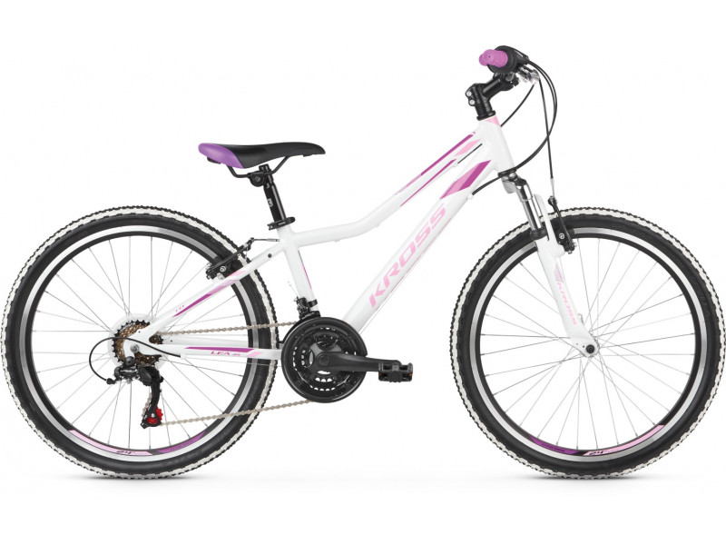 Detský mestský bicykel 24" Kross Lea JR 1.0 6 prevodový bielo/ružovo/ fialový lesklý