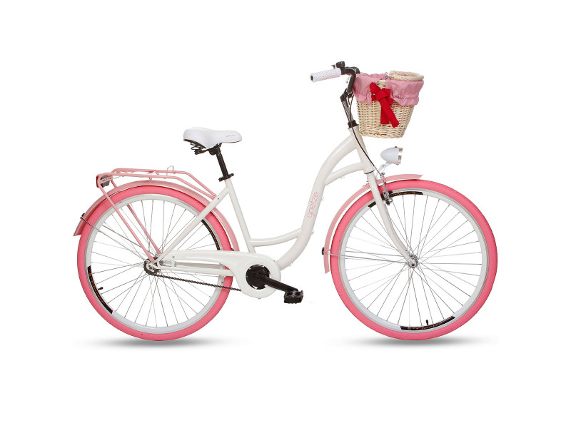 Retro Bicykel GOETZE COLOURS 28" 1 Prevodový bielo-ružový+košík