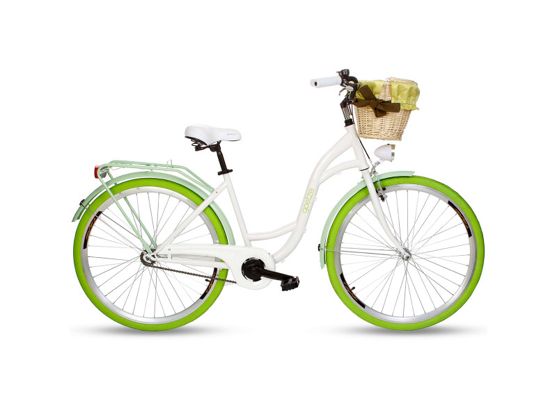 Retro Bicykel GOETZE COLOURS LTD 26"/28" 1 Prevodový Bielo-Zelený+košík 