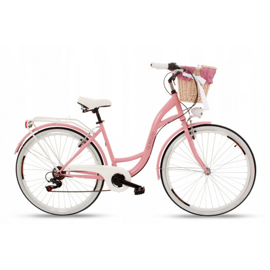 Retro Mestský Bicykel Goetze MOOD 28" 7 Prevodový Ružový+košík