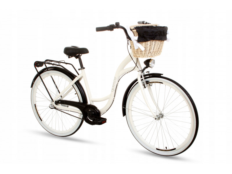 Retro Bicykel GOETZE STYLE Hlinikový 28" 3 Prevodový Bielo čierny+ košík grátis