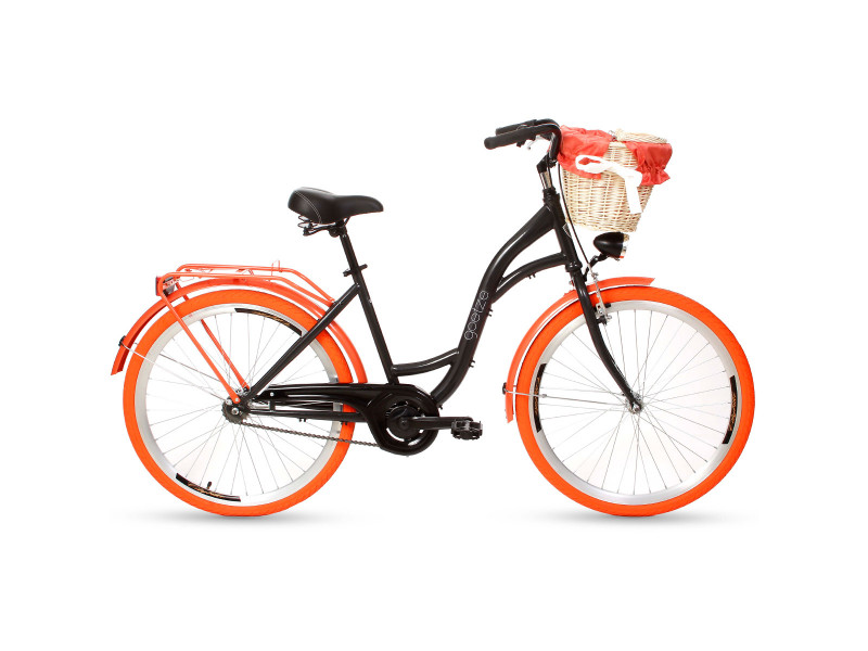 Mestský Retro Bicykel Goetze 1 Prevodový 26"/28" Čierny Oranžove kolesá+ košík grátis