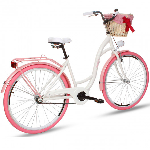Retro Bicykel GOETZE COLOURS 28" 1 Prevodový bielo-ružový+košík