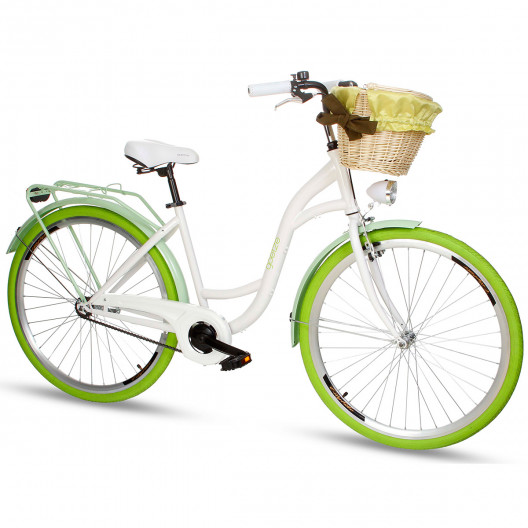 Retro Bicykel GOETZE COLOURS 26"/28" 1 Prevodový Bielo-Zelený LTD+košík grátis
