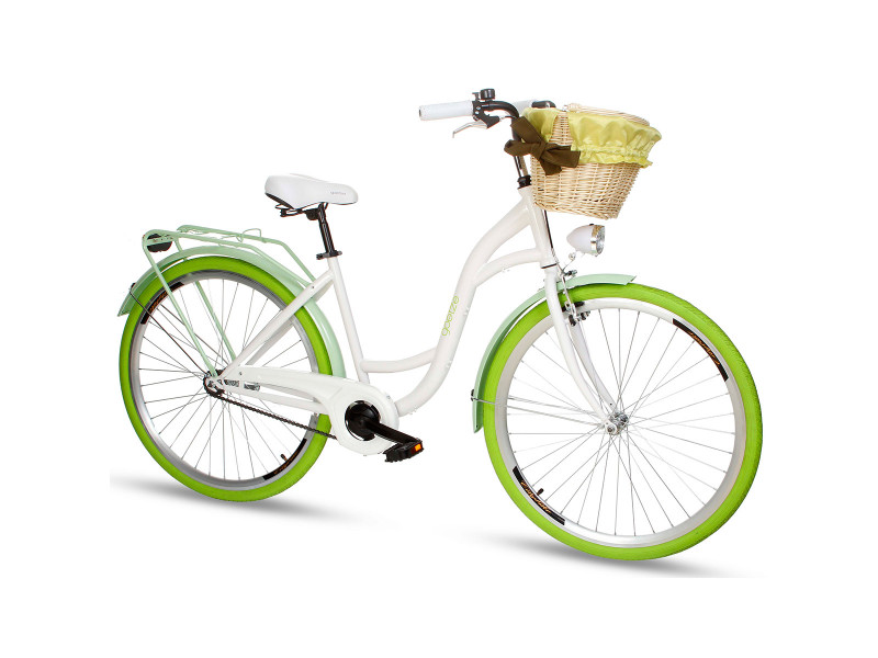 Retro Bicykel GOETZE COLOURS 26"/28" 1 Prevodový Bielo-Zelený LTD+košík grátis
