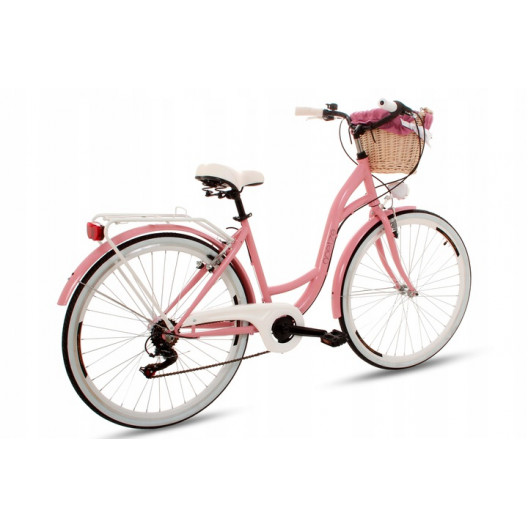 Retro Mestský Bicykel Goetze MOOD 28" 7 Prevodový Ružový+košík