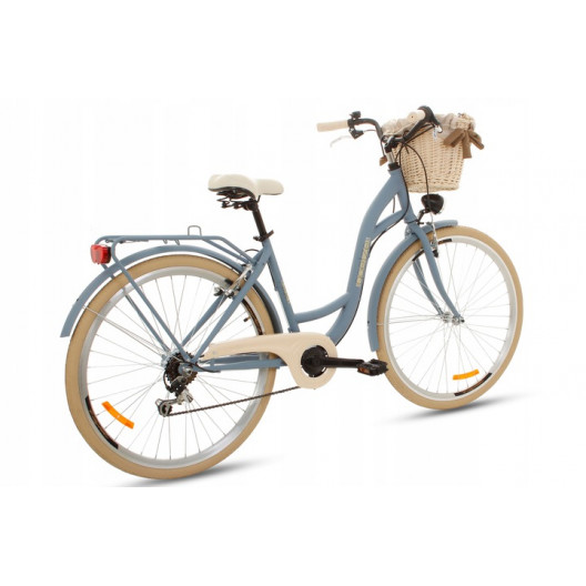 Retro Mestský Bicykel GOETZE MOOD 28" 7 prevodový Modrý krémové kolesá+košík
