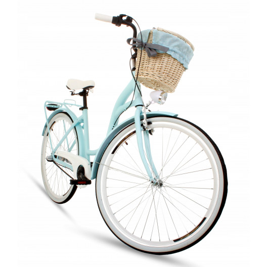 Retro Bicykel GOETZE STYLE Hlinikový 28" 3 Prevodový Svetlo-modrý+košík grátis