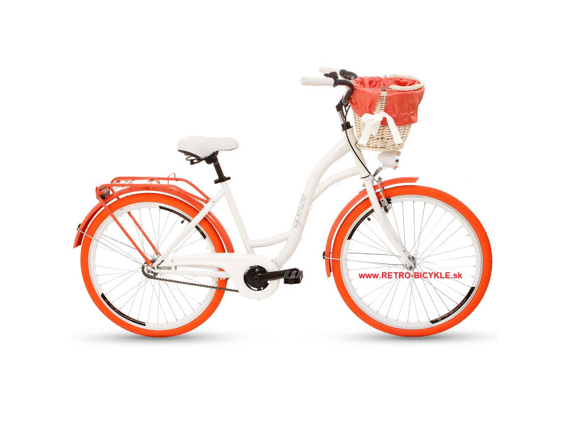 Retro Bicykel GOETZE Colours 26" 1 prevodový Bielo Orange+košík