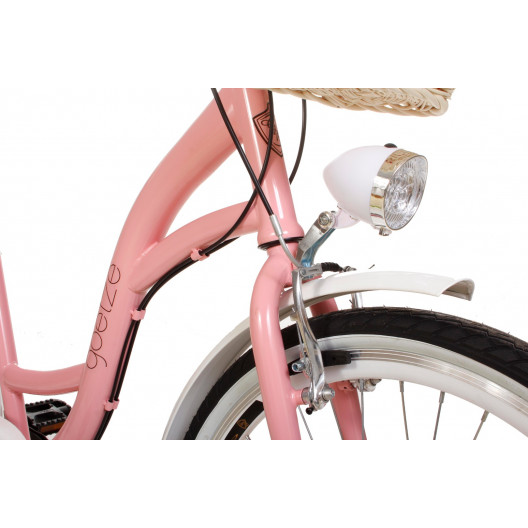 Detský Retro Bicykel 24" Goetze Mood 7 Prevodový Ružový+košík