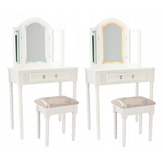 Kozmetický stolík s 3 zrkadlami+ stolička