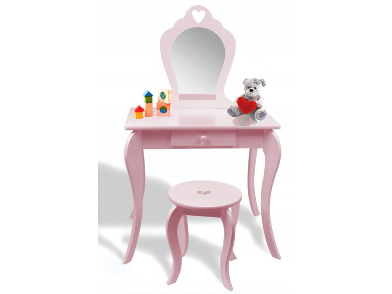 Detský toaletný stolík so zrkadlom a taburetkou ♥ SRDCE ♥