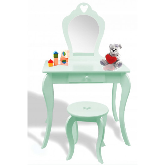 Detský toaletný stolík so zrkadlom a taburetkou ♥ SRDCE ♥ Mäta