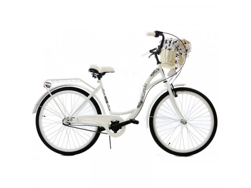 Dámsky Retro Bicykel LAVIDA 26" Biely 3-Prevody + košík 