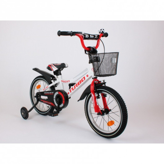 Detský bicykel 16" Turbo Rocky bielo / červený bicykel